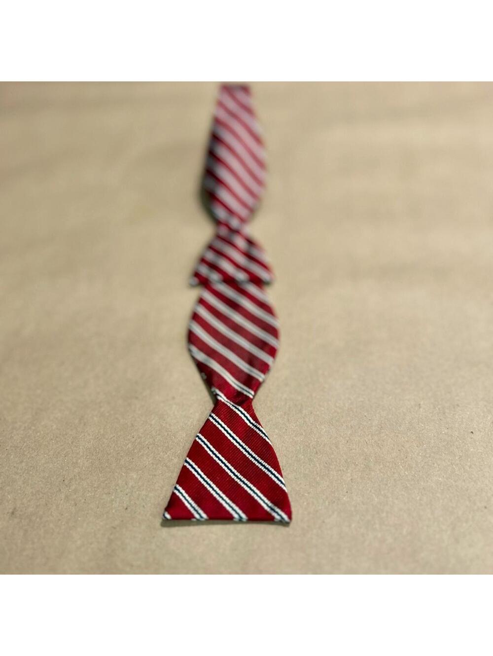 🎭 Perlis NOLA Self‑Tie Bow Tie • Red/White/Black Stripe